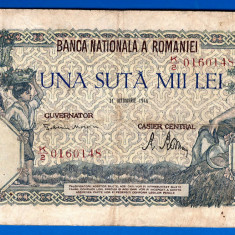 (21) BANCNOTA ROMANIA - 100.000 LEI 1946 (21 OCTOMBRIE 1946), FILIGRAN ORIZONTAL