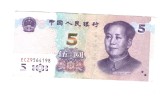 Bancnota China 5 yuan 2020, circulata, stare buna