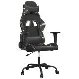 Cumpara ieftin Scaun de gaming de masaj, negru si camuflaj, piele ecologica