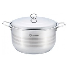 Oala inox cu capac Grunberg, 34 cm, 16 l, finisaje lucioase