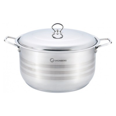 Oala inox cu capac Grunberg, 36 cm, 20 l, finisaje lucioase foto