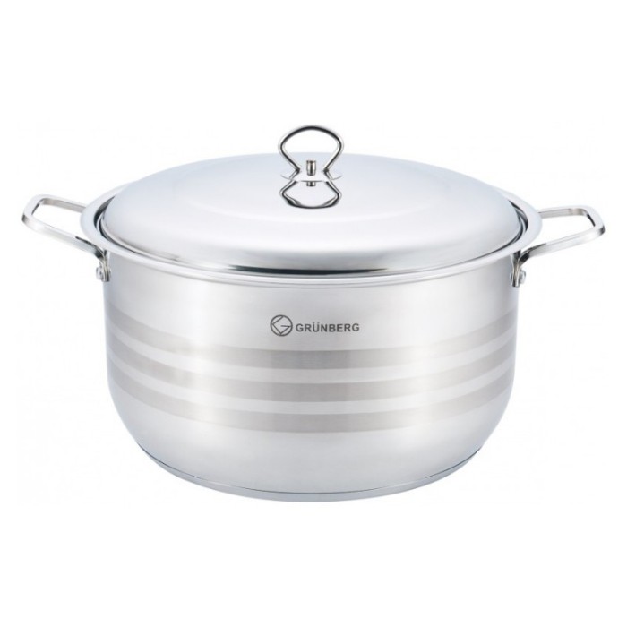 Oala inox cu capac Grunberg, 36 cm, 20 l, finisaje lucioase
