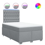 Cumpara ieftin Pat box spring cu saltea, gri deschis, 120x190 cm, textil
