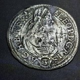 Ungaria 3 kreuzer 1663 KB argint Leopold l