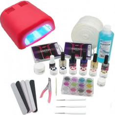 Set gel UV - sistem monofazic cu lampă UV roșu 36W