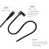 CABLU alimentare si date LOGILINK, pt. smartphone, USB 2.0, USB Type-C (T) la USB Type-C (T) la 180 grade, 3m, 2 x ecranat, aluminiu, negru, &amp;quot;CU0