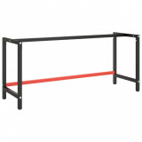 vidaXL Cadru banc de lucru, negru mat/roșu mat, 180x57x79 cm, metal