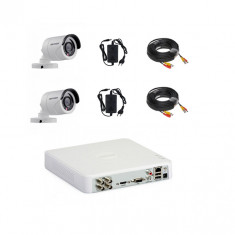 Kit 2 camere supraveghere exterior complet Turbo hd Hikvision foto