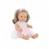 Papusa fetita caucazian blond inchis 38 cm in rochita, corp parfumat, colectia My Friends and Me, MINILAND