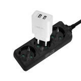 PRELUNGITOR LOGILINK, Schuko x 3, cablu 3G 1.5mm2, 230 V/16 A, 50 Hz, max. 3500 W, IP20, 1.5m, negru, &quot;LPS205B&quot; (timbru verde 0.8 lei)