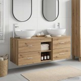 Cumpara ieftin Set dulap baie 3 buc. Stejar Artizanal 129 x 44,5 x 80 cm
