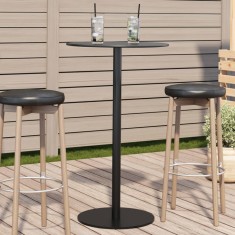 vidaXL Masă de grădină rotundă, negru, &Oslash;60x105 cm, oțel