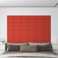 vidaXL Panouri de perete 12 buc. roșu 30x15 cm piele ecologică 0,54 m&sup2;
