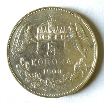 UNGARIA 5 COROANE 1900 CORONA KRONE ARGINT XF AUNC foto