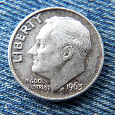 1R - 1 One Dime 1963 Statele Unite ale Americii / USA / SUA / 10 Cents argint foto