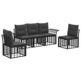 vidaXL Set de canapele de exterior 5 pcs Negru și Gri &icirc;nchis Poliester 3437659