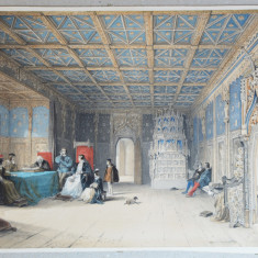Louis Haghe "Princes Room Hohensalzburg" litografie colorata manual 1840