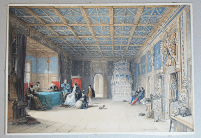 Louis Haghe &amp;quot;Princes Room Hohensalzburg&amp;quot; litografie colorata manual 1840 foto