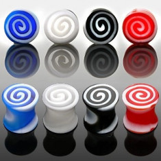 Plug pentru ureche – spirale colorate - Lățime: 3,5 mm, Culoare Piercing: Negru - K