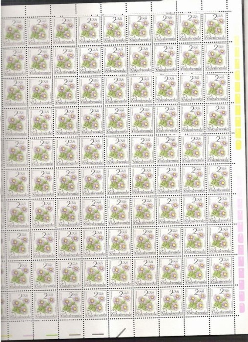 Czechoslovakia 1991 Flowers, 100 stamps in bloc, MNH J.6