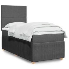 vidaXL Pat box spring cu saltea, gri &icirc;nchis, 80x200 cm, textil 3291877