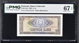 5 lei 1966 PMG67 unc bancnota gradata