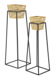 Set 2 suporturi ghiveci Older Square, Mauro Ferretti, &Oslash; 23x70-20x60 cm, fier, auriu/negru