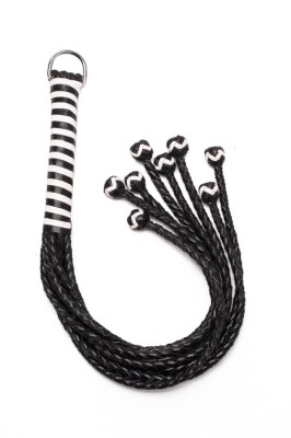 Bici Piele Cu Snururi Impletite, Negru + Alb, 56 cm foto