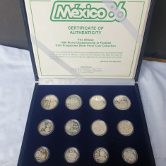 Set 12 monede-Campionatul Mondial de Fotbal 1986 Mexic-Argint-Proof