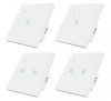 Set 4 Intrerupatoare Wi-Fi cu touch Brius&trade;, 2 simple / 2 duble, nul, Tuya, Amazon Alexa/Google Assistant, sticla securizata, ignifug, LED noapte/zi, r