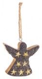Set 24 ornamente brad lemn Inger 8x8 cm