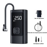 Compresor auto portabil, ZYTEQ&reg;️, afisaj digital, lanterna LED, presiune maxima 150 PSI, negru