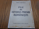 FILE DIN ISTORIA PRESEI ROMAMESTI - Mircea Dumitrescu (autograf) - 2000, 97 p.