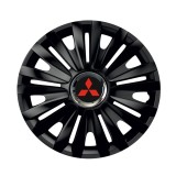 Cumpara ieftin Set 4 capace roti Negre Cu Inel Cromat Royal R15 pentru gama auto Mitsubishi, Autohelix MSA