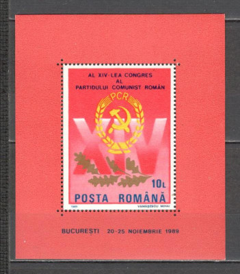 Romania.1989 Congresul PCR-Bl. DR.520 foto