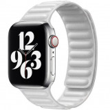 Cumpara ieftin Curea iUni compatibila cu Apple Watch 1/2/3/4/5/6/7, 42mm, Leather Link, White