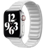 Cumpara ieftin Curea iUni compatibila cu Apple Watch Ultra/SE/8/7/6/5/4/3/2/1, 42mm, Leather Link, White