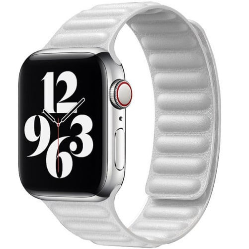 Curea iUni compatibila cu Apple Watch Ultra/SE/8/7/6/5/4/3/2/1, 38mm, Leather Link, White