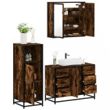 Gossi set mobilier de baie, 3 piese, stejar fumuriu, lemn prelucrat