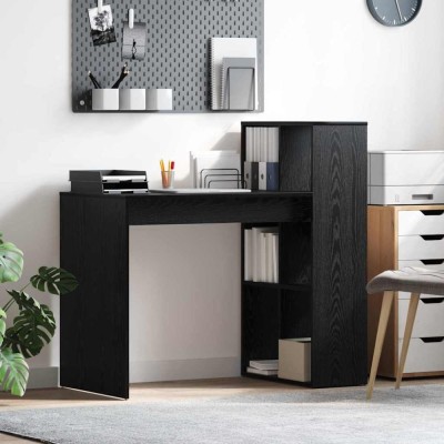 vidaXL Birou cu raft Stejar negru 108 x 55 x 103.5 cm Lemn compozit foto