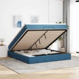 VidaXL Cadru de pat otoman cu saltea Albastru &icirc;nchis 180x200cm catifea