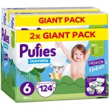 Scutece Pufies Fashion&amp;amp;Nature, Marimea 6, Giant Pack, 13+ kg, 124 buc