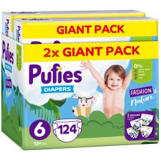 Scutece Pufies Fashion&amp;amp;Nature, Marimea 6, Giant Pack, 13+ kg, 124 buc