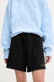 Tommy Jeans pantaloni scurți culoarea negru, uni, high waist, DW0DW21152