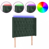 Cumpara ieftin Tablie de pat cu LED, verde inchis, 103x16x118/128 cm, catifea