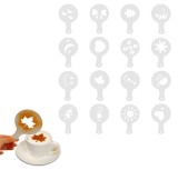 Set 16 sabloane reutilizabile pentru ornarea desertului sau a cafelei, AVEX