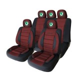 Set Huse Scaune Universale Premium Carguard Personalizate cu Skoda &ndash; Negru/Visiniu