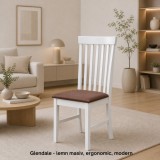 Cumpara ieftin Scaun de living si bucatarie din lemn masiv Glendale, tapiterie stofa,100 kg, 93x49x41.5 cm, alb maro