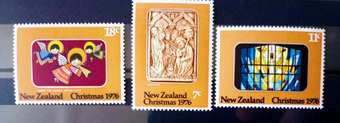 Noua Zeelanda 1976 vitraliu in biserica Sf Iosif, cei 3 Regi Magi, Crăciun serie 3v.neștampilata