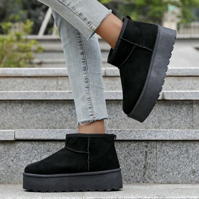 Ghete negre tip UGG cu talpa groasa 333-78 116 foto